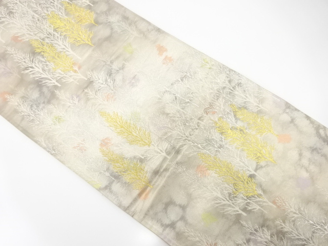 JAPANESE KIMONO / ANTIQUE FUKURO OBI / SILK / WOVEN TREES